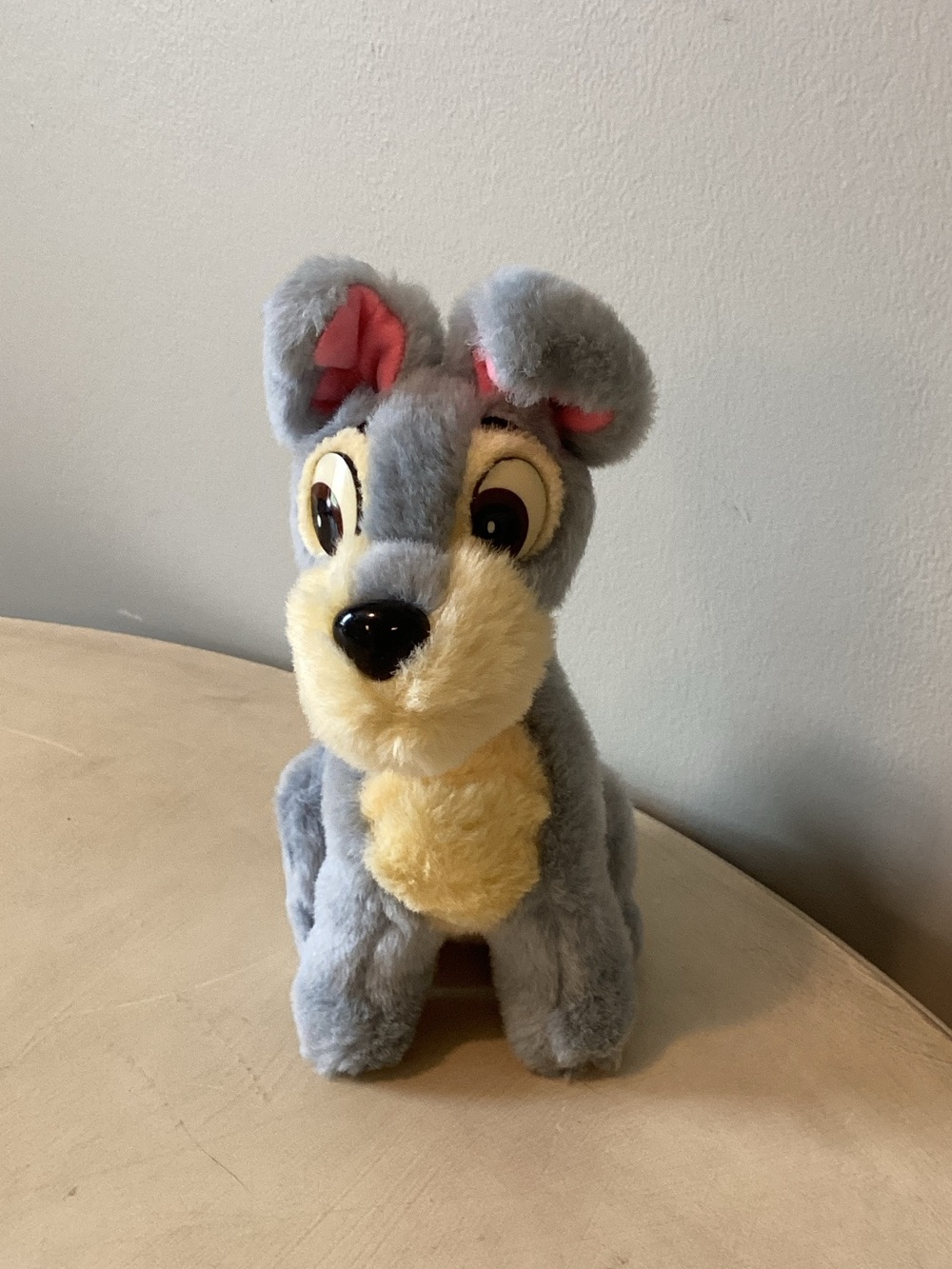 DisneyTramp Lady & The Tramp Grey & Cream Plush Dog Toy with Pink Ear Detail VTG